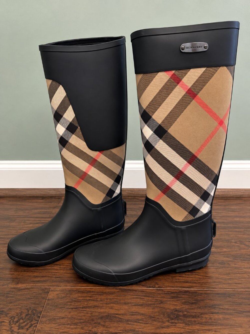 Womens Burberry House Check Rain Clemence Boots